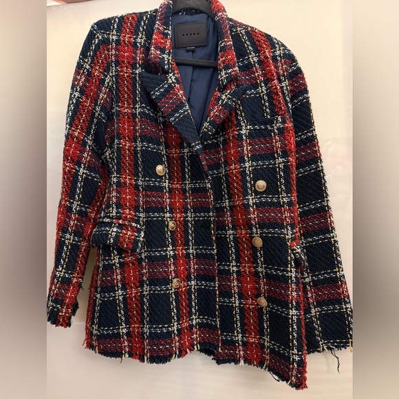 BlankNYC Red and Blue Prep School Plaid Blazer - Picture 2 of 6